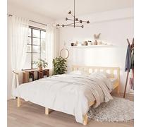 Generisch Lit futon robuste en pin massif avec sommier à lattes et support de tête de lit, peut être utilisé comme lit double, convient pour la chambre à coucher, naturel, 120 x 200 cm