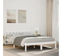 Generisch Lit futon robuste en pin massif avec sommier à lattes et support de tête de lit, peut être utilisé comme lit double, convient pour la chambre à coucher, blanc, 140 x 210 cm