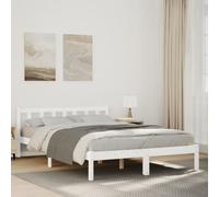 Generisch Lit futon robuste en pin massif avec sommier à lattes et support de tête de lit, peut être utilisé comme lit double, convient pour la chambre à coucher, blanc, 160 x 210 cm