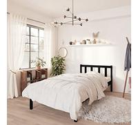 Generisch Lit futon robuste en pin massif avec sommier à lattes et support de tête de lit, peut être utilisé comme lit double, convient pour la chambre à coucher, noir, 75 x 190 cm