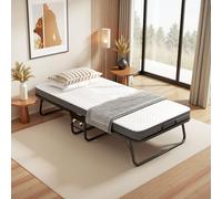 Generisch Lit pliant, 90 x 190 cm, avec 4 roulettes, pour adultes, avec matelas en mousse à mémoire de forme de 10 cm, housse de protection contre la poussière, roulettes, noir