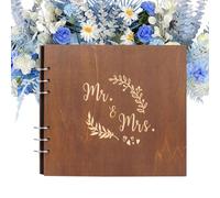 Generisch Livre d'invité de mariage, album de registre à spirales, design de couverture en bois à utiliser, matériau en bois naturel, signature personnalisée, pour anniversaire, fête de mariage