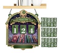 Generisch Livres lus cette année en bois décoratif bibliothèque bureau | Panneau d'affichage de livres avec 30 plaques numérotées pour bureau, bibliothèque, salon, chambre à coucher