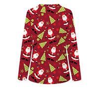 Generisch Long uniforme de travail col en V manches hauts blouse femmes blouse femme Farming Simulator 19, rouge, XL