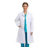 Generisch Longue blouse de laboratoire pour médecins avec poches obliques élégantes et pratiques comme veste de clinique blanche professionnelle, bleu foncé, S