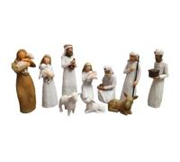 Generisch Lot de 10 figurines de crèche Born Scene - En résine - Naissance Belen - Avec figurines - Scène de crèche - Résine - Sainte Famille - Décoration