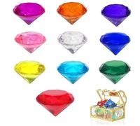 Generisch Lot de 10 grands diamants de 40 mm pour enfants - En acrylique - Pour chasse au trésor de pirate - Multicolore - Cristaux de diamant transparents - Décoration pour vases, aquariums,