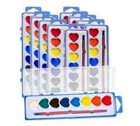 Generisch Lot de 10 kits d'aquarelle en forme de cœur | Kit de peinture à l'eau de lavage | Kit de peinture aquarelle avec pinceau | Échange scolaire vivant aquarelle