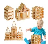 Generisch Lot de 100 Blocs de Construction en Bois - Jouets de Construction en Bois pour Tout-Petits, Jouets de motricité Fine pour d'âge préscolaire
