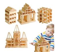 Generisch Lot de 100 blocs de construction en bois pour enfants, jouets de motricité fine pour enfants, blocs en bois, jouets en bois pour tout-petits, planches de construction d'apprentissage