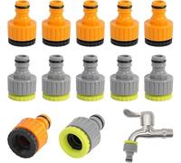 Generisch Lot de 12 connecteurs de robinet, adaptateur de robinet 2 en 1, raccord de tuyau de 1/2" 3/4", robinet avec filetage intérieur pour irrigation de maison, machine à laver et jardin