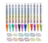 Generisch Lot de 12 crayons de contour métalliques pour arts et travaux manuels, stylo de peinture permanent | pour bricolage, cartes, filles, enfants, adolescents, Pâques, Noël