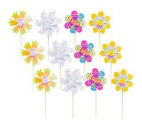 Generisch Lot de 12 décorations d'œufs de dessin animé - Décoration de moulin à vent de pelouse - Présentoir coloré à suspendre pour allées - Patio Patio - Pour fête de vacances - Parc de printemps