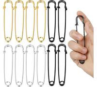 Generisch Lot de 12 épingles de sûreté extra larges de 10 cm avec fermeture à ressort pour vêtements, matelassage, artisanat, breloques, couvertures, jupes, écharpes, cuir, toile