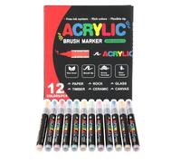 Generisch Lot de 12 marqueurs acryliques à pointe pinceau avec encre