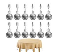 Generisch Lot de 12 poids pour drapeaux - Support en acier inoxydable - Support pour nappe avec pince - Pour l'extérieur, fête, salle à manger, cuisine, terrasse, camping, rideaux de douche, mariage