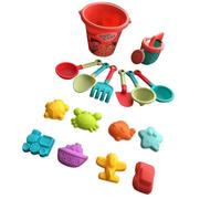 Generisch Lot de 16 jouets à sable de plage - Corail | 14/16 râteaux à pelle et formes d'animaux marins pour un jeu imaginatif, construire des châteaux de sable créatifs