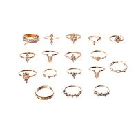 Generisch Lot de 17 bagues style bijoux bijoux décoration bague diamant bagues en argent véritable 925, taille unique, Métal, Aucune pierre précieuse