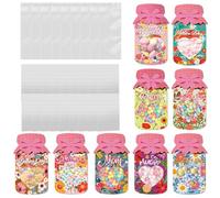 Generisch Lot de 18 cartes postales pour la fête des mères avec sacs à goûter, cartes de vœux pour la fête des mères avec un motif de cœur creux en forme de verre - Pour fête, anniversaire