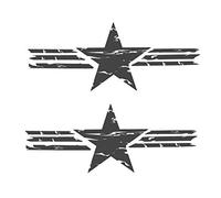 generisch Lot de 2 Autocollants rétro en Forme d'étoile américaine pour Voiture - 30 cm ou 70 cm de Long - Style Militaire américain - 267/6 - Noir Mat - 30x10cm