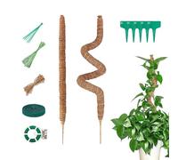 Generisch Lot de 2 bâtons de mousse pour Monstera Monstera - 120 cm - Flexible - malléable - En fibre de coco - Avec accessoires et socle en chanvre - Pour lierre, etc. - Plantes grimpantes en