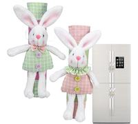Generisch Lot de 2 cache-poignées de porte de réfrigérateur - Décoration lapin de Pâques - Protection de poignée pour réfrigérateur, micro-ondes, lave-vaisselle, salon, salle à manger