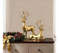 Generisch Lot de 2 cerfs décoratifs de Noël, Déco cerf, Sculpture cerf renne hiver décoration Noël, Décoration créative pour salon, cuisine, chambre à coucher, comme décoration saisonnière maison et