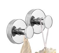 Generisch Lot de 2 crochets muraux pour salle de bain - Crochet à ventouse solide en acier inoxydable - 2 crochets réutilisables avec une charge de 6,8 kg - Crochets à vêtements peu encombrants pour