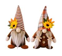 Generisch Lot de 2 figurines d'automne sans visage avec tournesols et feuilles d'érable - Poupées amusantes et effrayantes pour Thanksgiving, décoration de table et décoration d'intérieur