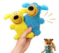 Generisch Lot de 2 jouets de nettoyage des dents rigolos de couleur chien - Jouet en peluche pour petits chiens - Amusant et soins dentaires - Comportement de mastication doux et parfait pour la