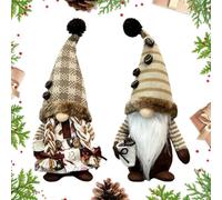 Generisch Lot de 2 lutin de Noël en peluche, 30 cm, mignon, , doux | Poupées lutin sans visage, ornements décoratifs pour intérieur, chambre à coucher, salon, entrée, bureau, table, cheminée
