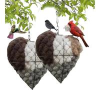 Generisch Lot de 2 matériaux de nidification pour oiseaux sauvages, fabriqués à la main et rechargeables comme nichoirs. Fournit un abri pour oiseaux en hiver pour perruches, calopsittes, jardin
