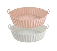 Generisch Lot de 2 moules en silicone - 20 cm - Pour gâteaux, quiches, cocottes - Résistant à la chaleur et au froid - Idéal pour Airfryer et four - Passe au lave-vaisselle (rose et gris)