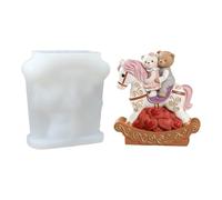 Generisch Lot de 2 moules en silicone - Motif carrousel - Ours mignon - Pour résine époxy et bougies - Saint-Valentin - En forme de cœur - Bricolage - Moule pour savon et plâtre - Moule animal