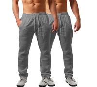 Generisch Lot de 2 pantalons de jogging pour homme - Long - Pour l'été - Coupe droite - Avec cordon de serrage - Pantalon de sport léger - Pantalon de fitness - Pantalon de jogging ample - Respirant