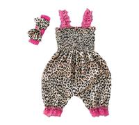 Generisch Lot de 2 paquets de fleurs d'été pour bébé fille avec dentelle et pantalon, marron, 9-12 mois