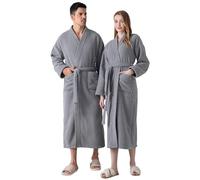 Generisch Lot de 2 peignoirs légers à capuche - Couleur unie - En polaire - Doux et moelleux - Chaud et douillet - Pour l'hiver - Pour la maison, le salon, les loisirs, O bleu., L