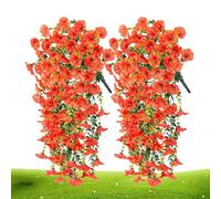 Generisch Lot de 2 pétunias artificiels pour pots de plantes d'extérieur, en soie artificielle, résistants aux intempéries, durables, pour pots de fleurs, vases, allées, jardin