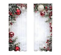 Generisch Lot de 2 rideaux de fenêtre de Noël avec impression de boules de