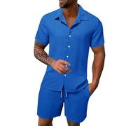 Generisch Lot de 2 shorts à manches courtes pour homme - Pour le printemps et l'été - Confortable - Respirant - Absorbe la transpiration, Bu2, XXL
