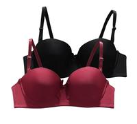 Generisch Lot de 2 soutiens-gorge push-up pour femme avec armatures - Grandes tailles - Maintien solide - Soutien-gorge avec rembourrage fixe - Correction de la posture - Bustier - Bretelles spaghetti