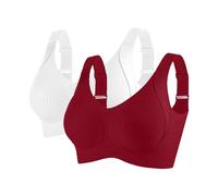 Generisch Lot de 2 soutiens-gorge sans armatures pour femme - Sans coutures - Maintien fort contre l'affaissement - Bralette sans coutures - Doux et respirant - Gros seins - Maintien fort - Bien-être