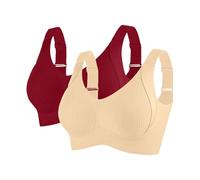 Generisch Lot de 2 soutiens-gorge sans armatures pour femme - Sans coutures - Maintien fort contre l'affaissement - Bralette sans coutures - Doux et respirant - Gros seins - Maintien fort - Bien-être