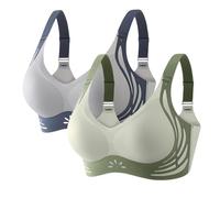Generisch Lot de 2 soutiens-gorge sans coutures pour femme - Bralette de sport sans armatures - Push Up - Avec bustier réglable - Gros seins - Sous-vêtements rembourrés - Maintien solide - Pour