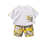 Generisch Lot de 2 t-shirts tendance pour garçon - Tenue de sport et ensemble deux pièces pour enfant, jaune, 100