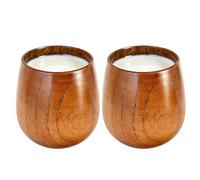 Generisch Lot de 2 tasses à thé en bois fabriquées à la main - Pour cuisine, café, comptoir, latte, vin, lait, fête, restauration