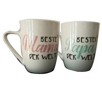 Generisch Lot de 2 tasses avec inscription en allemand « Beste Mama der Welt und Bester Papa der Welt » (2 x 0,33 l)