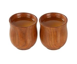 Generisch Lot de 2 tasses en bois faites à la main - à vin | Pour célébrations Cuisine Salle à manger Café Comptoir ainsi que pour le café, le thé, l', le latte, le vin et le lait