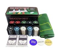 Generisch Lot de 200 jetons de poker | Accessoires de jeu de cartes professionnels Texas Hold'em | Kit de code de banquier Blackjack Style Nappe pour fêtes de voyage à la maison, camping