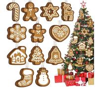 Generisch Lot de 24 pendentifs festifs en bois pour sapin de Noël | Décoration de sapin de Noël pour dîner, école, restaurant, café, église, centre commercial, mariage, anniversaire